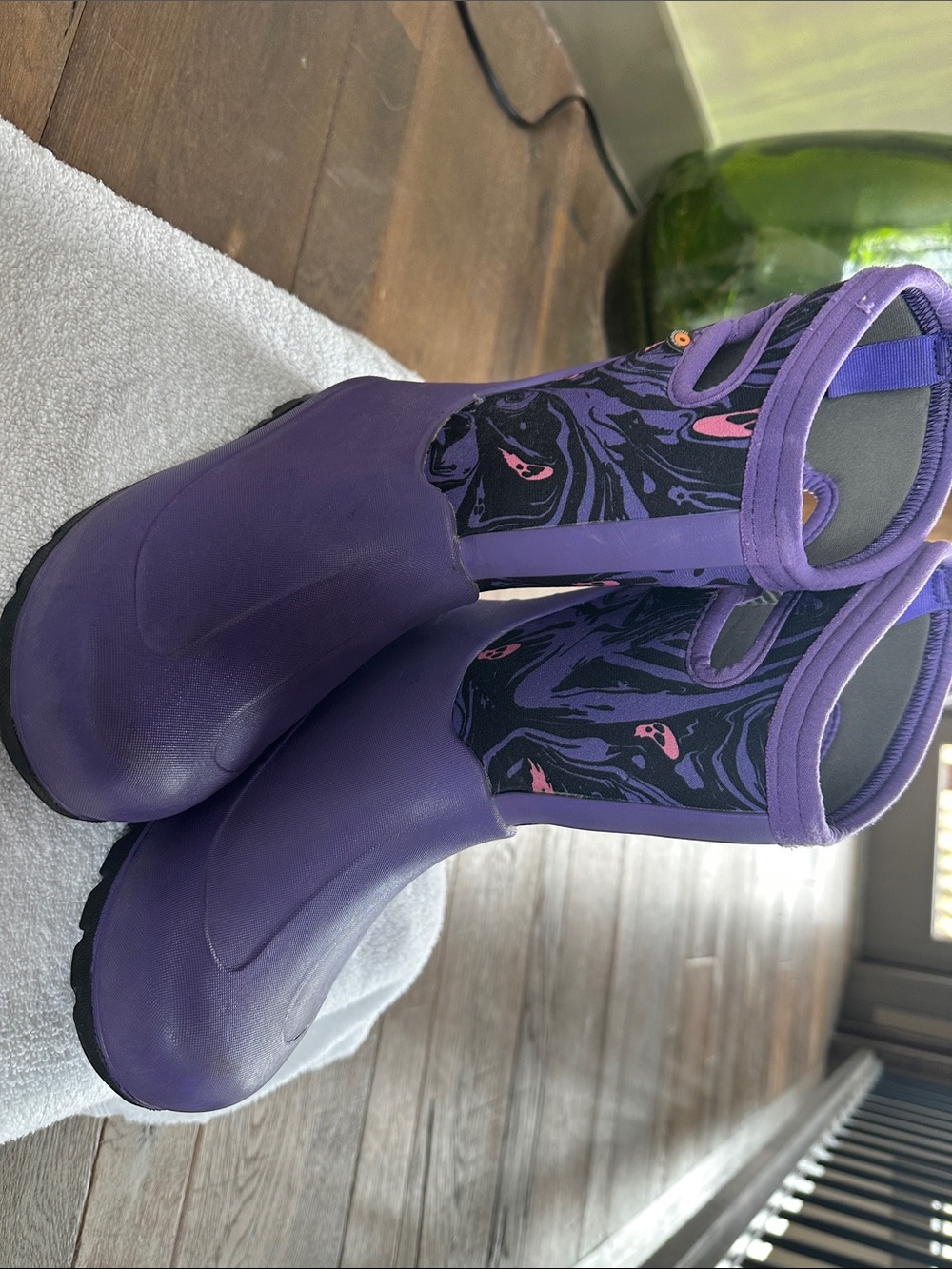 Purple Kids Slip On Bogs Waterproof Snow Boots